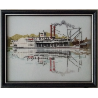Paddlesteamer two 27 x 22 cm