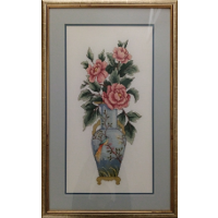 Roses blue vase 44 x 70 cm
