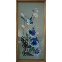 Bluebird and flowers 34 x 69 cm