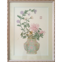 Pink flower in pink blue vase 58 x 78 cm